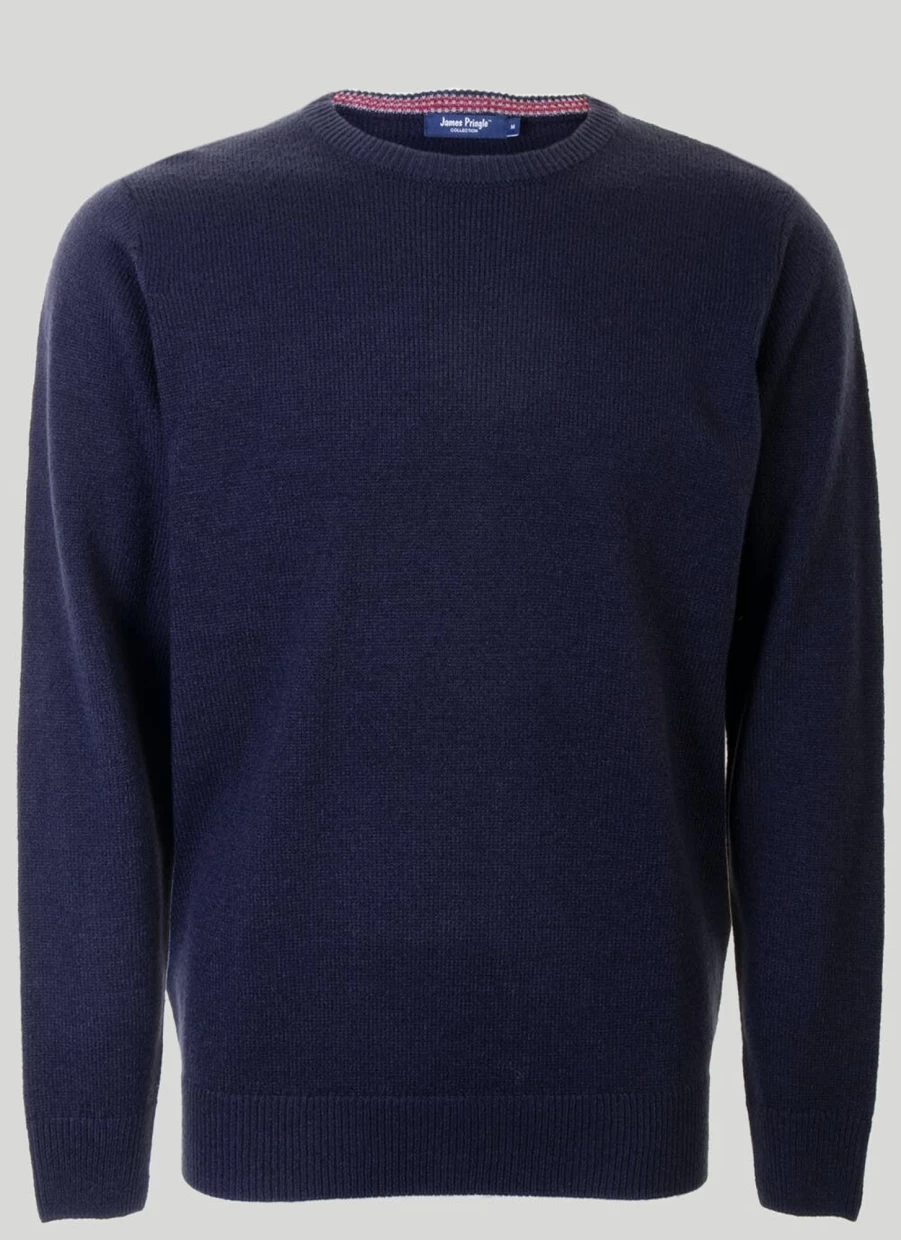 James Pringle Men's Crew Neck Knitted Jumper - Soft Wool Blend Casual Sweater