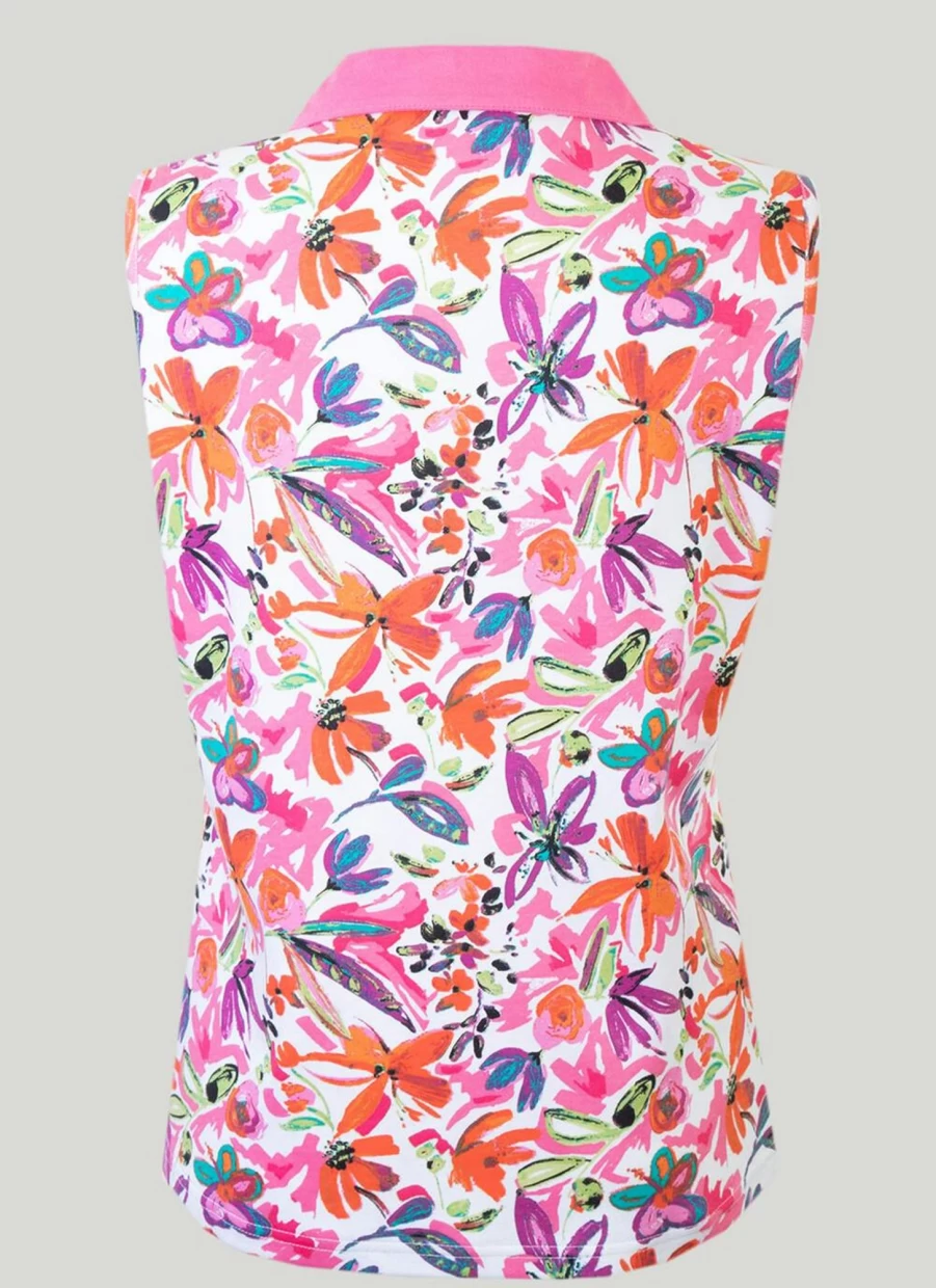 "Isle Women's Sleeveless Printed Polo Shirt"