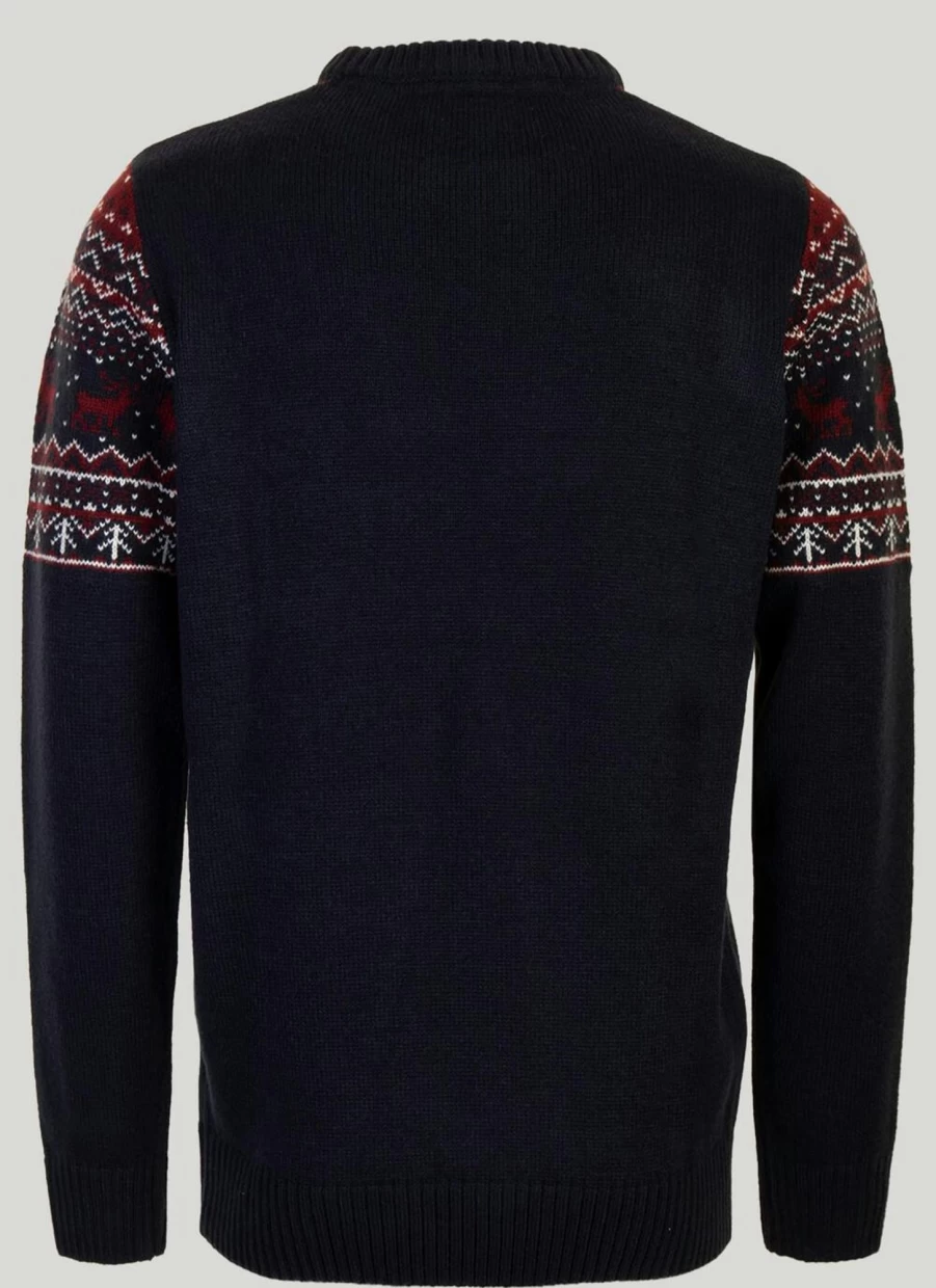PG Field Men's Reindeer Yoke Knit Sweater - Festive Holiday Pullover