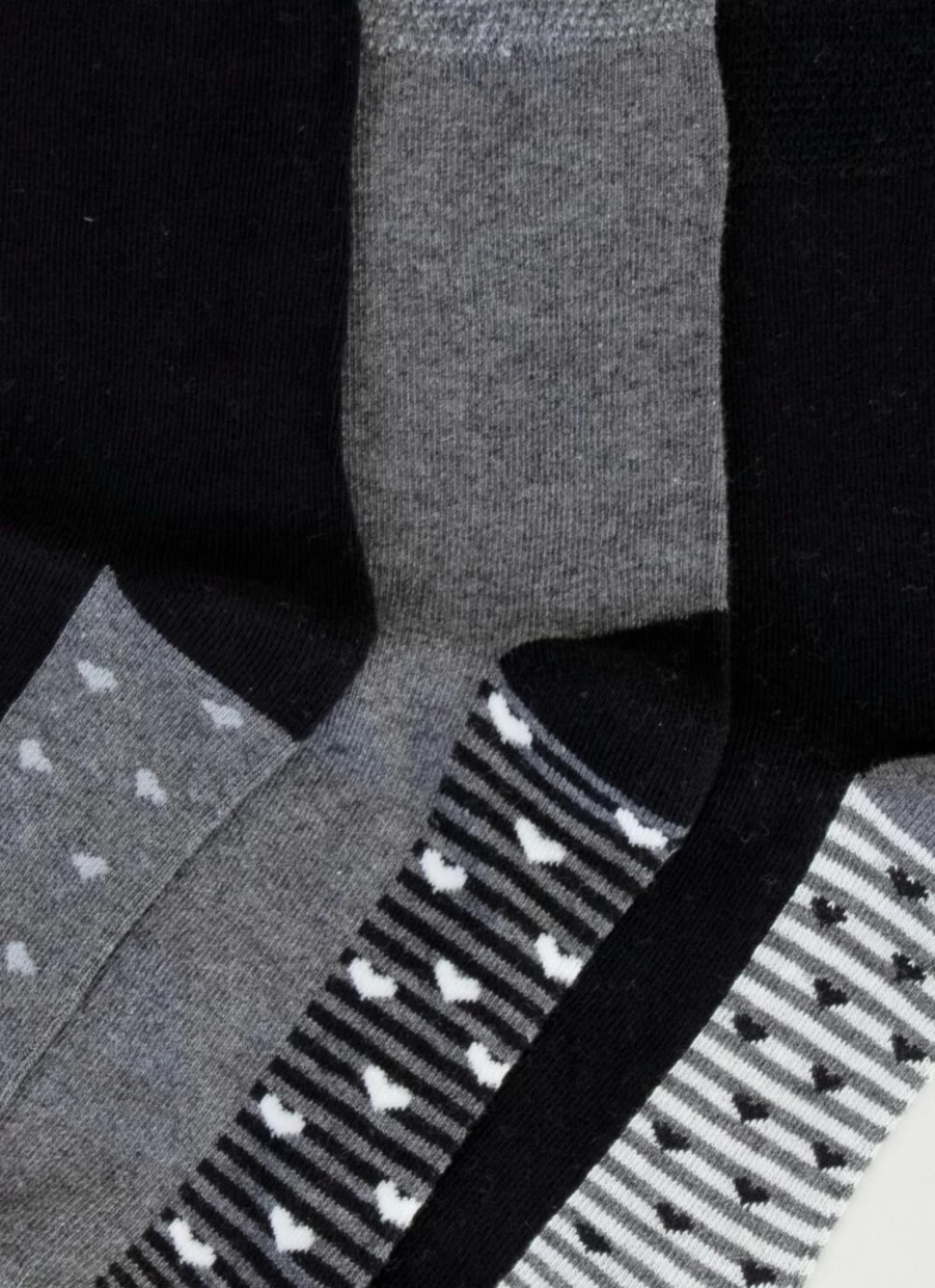 Isle Women's Stripe Heart Pattern 3-Pack Crew Socks