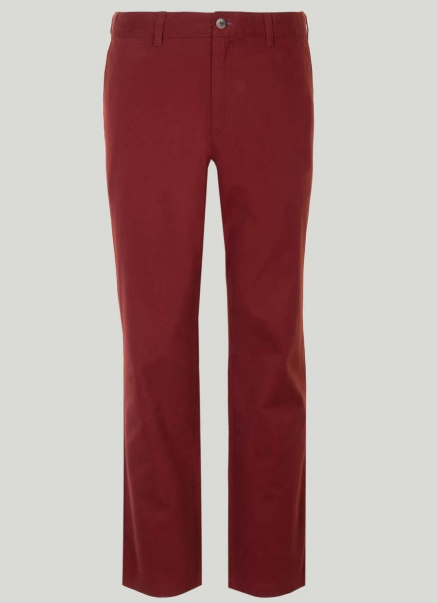 James Pringle Men's Dark Red Chino Pants - Classic Fit Casual Trousers