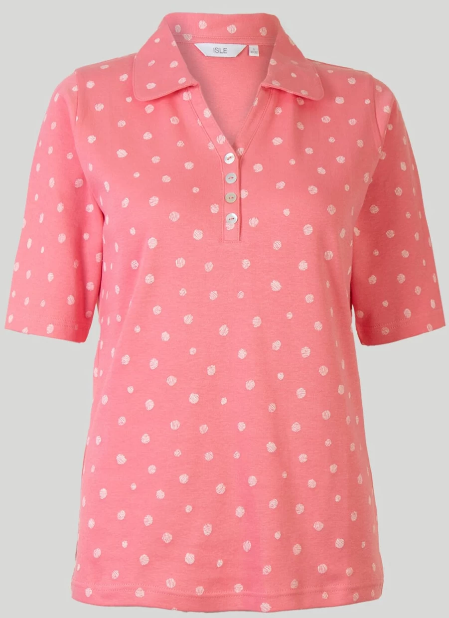 Isle Women's Printed Polo Shirt - Stylish Casual Comfort Fit Top