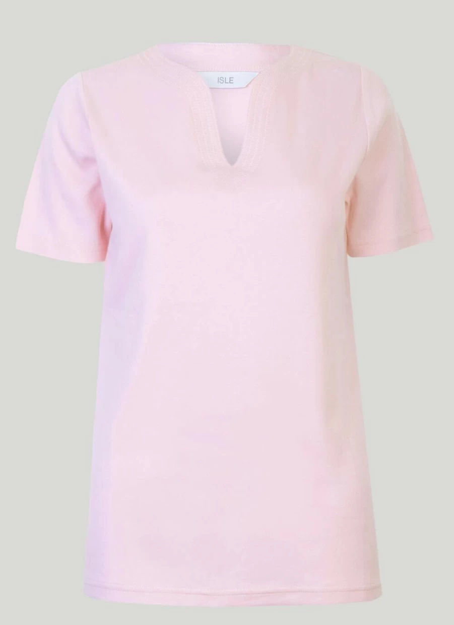Isle Women's Notch Neck T-Shirt - Stylish Casual Comfort Fit Tee
