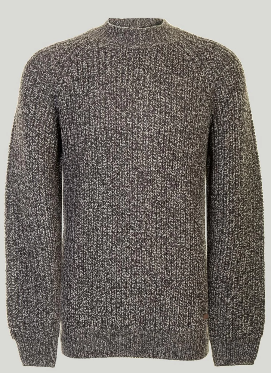 PG Field Men's Tn Fisherman Rib Knit Jumper - Warm Crewneck Sweater