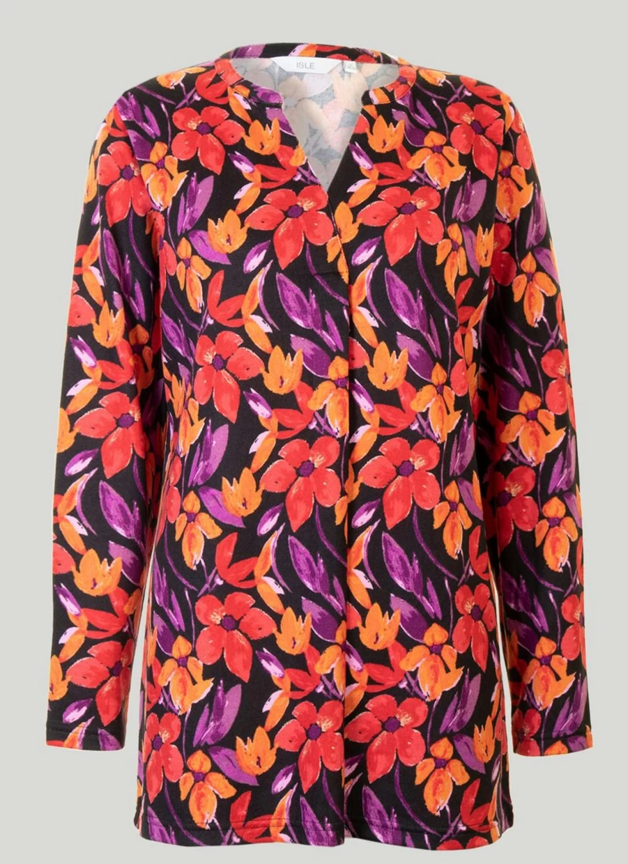 "Isle Women's Red Printed Top - Stylish Casual Blouse for Women"