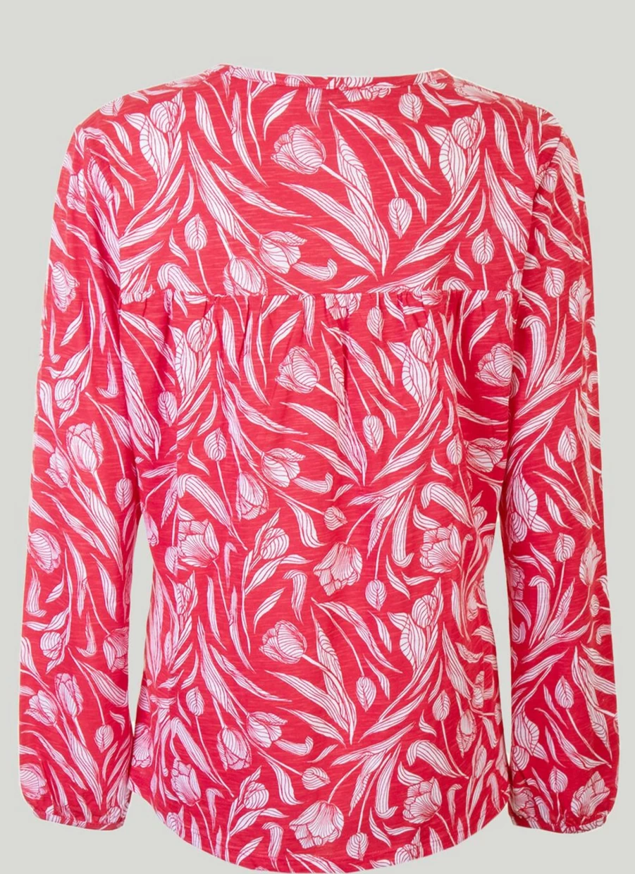 "Isle Women's Red Printed Top - Stylish Casual Blouse for Women"