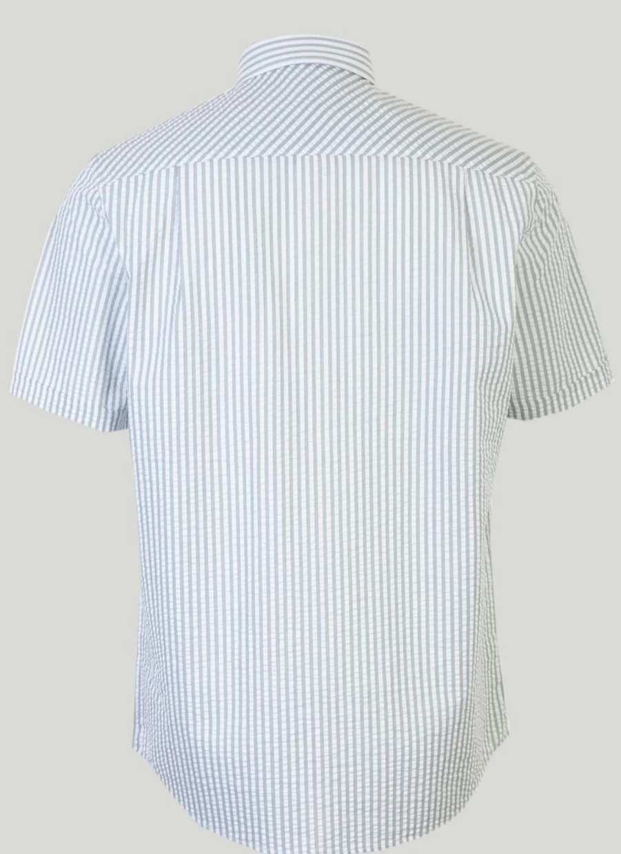 James Pringle Men's Seersucker Stripe Casual Shirt - Breathable Summer Striped Top