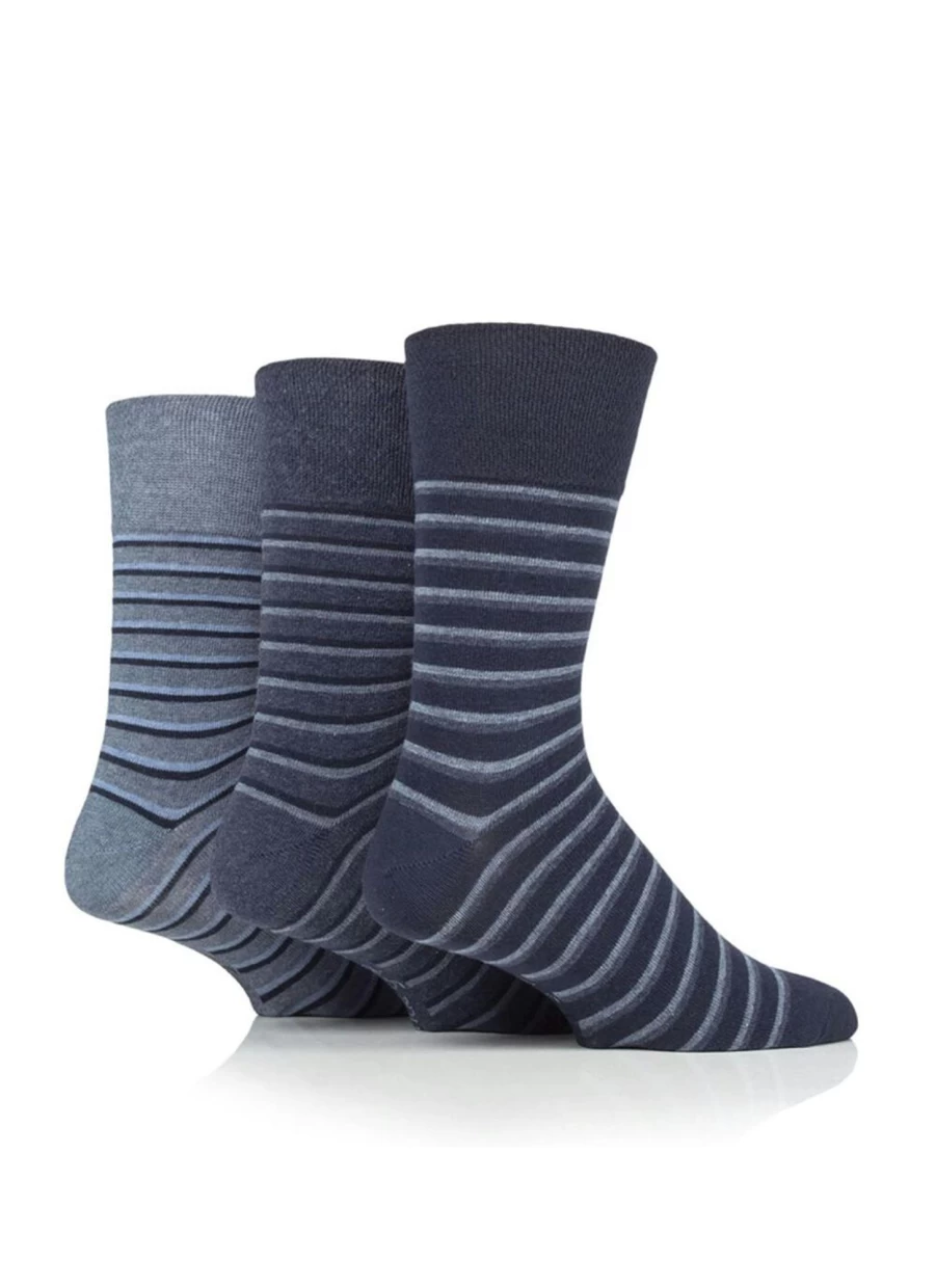 Gentle Grip Men's Blue Crew Socks 3-Pack - Soft Comfort Athletic Socks