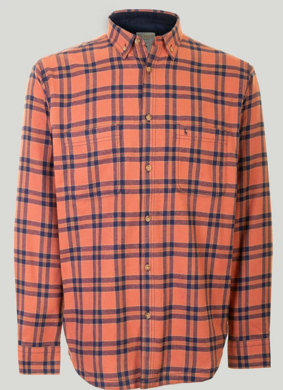 PG Field Men's Long Sleeve Checkered Plaid Button-Down Shirt