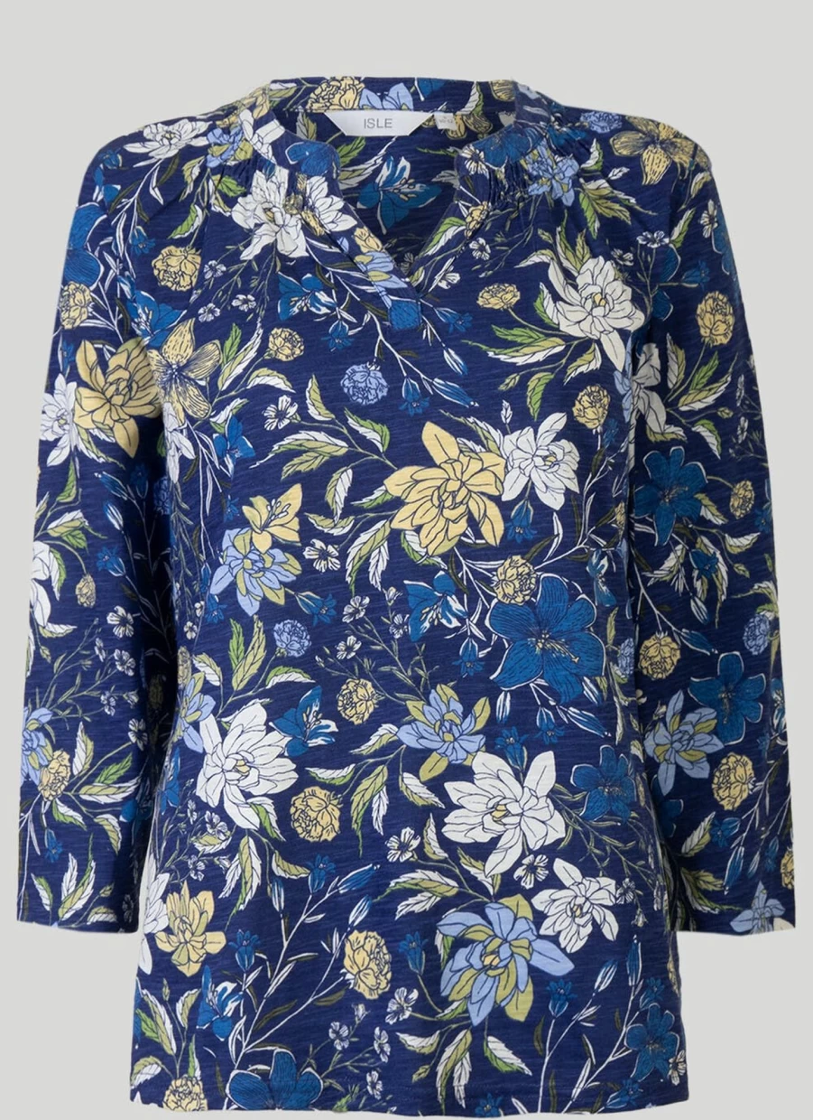 "Isle Women's Notch Neck Top - Stylish V-Neck Blouse for Women"