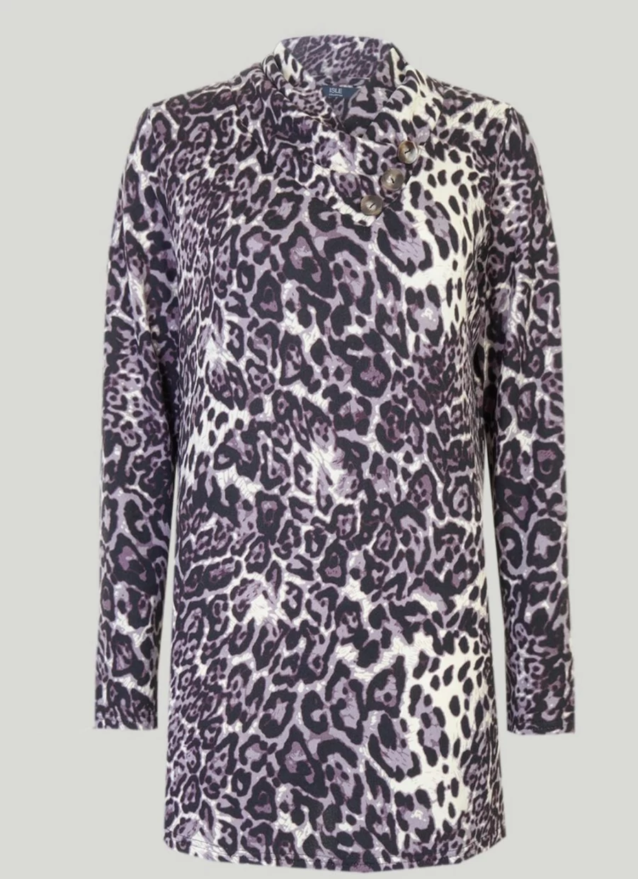 "Isle Women's Neutral Tone Animal Print Blouse – Stylish Casual Tops"