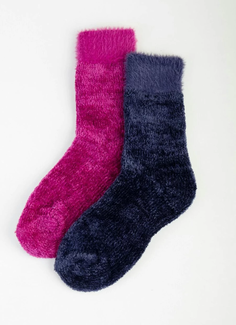 Isle Women's 2 Pack Soft Velvet Socks - Cozy Winter Slipper Socks for Ladies