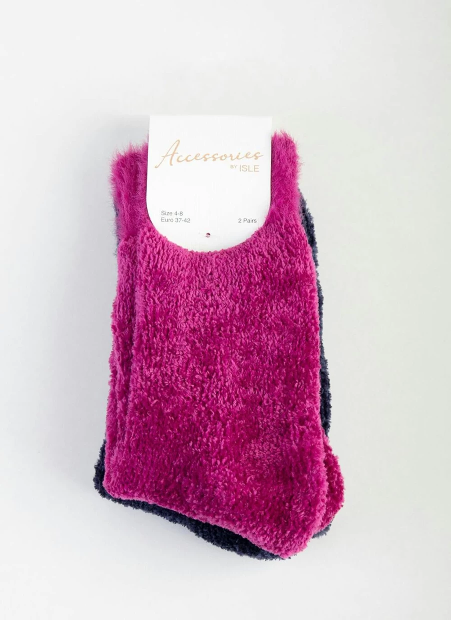 Isle Women's 2 Pack Soft Velvet Socks - Cozy Winter Slipper Socks for Ladies