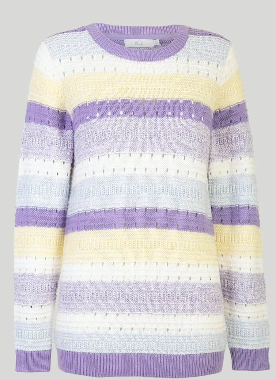 "Isle Women's Cotton Pointelle Knit Jumper Sweater"