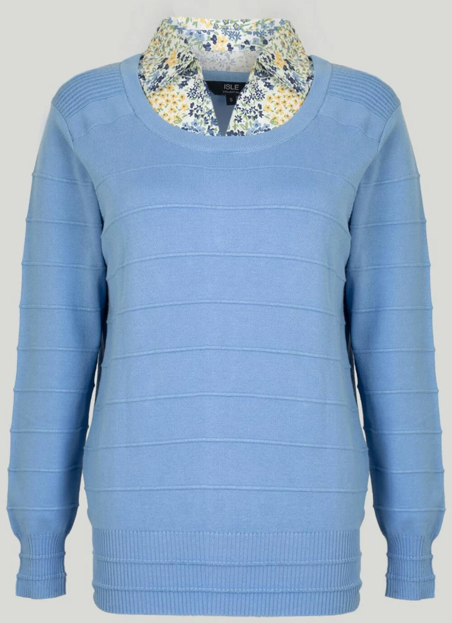 "Isle Women's Knit Sweater with Printed Collar"