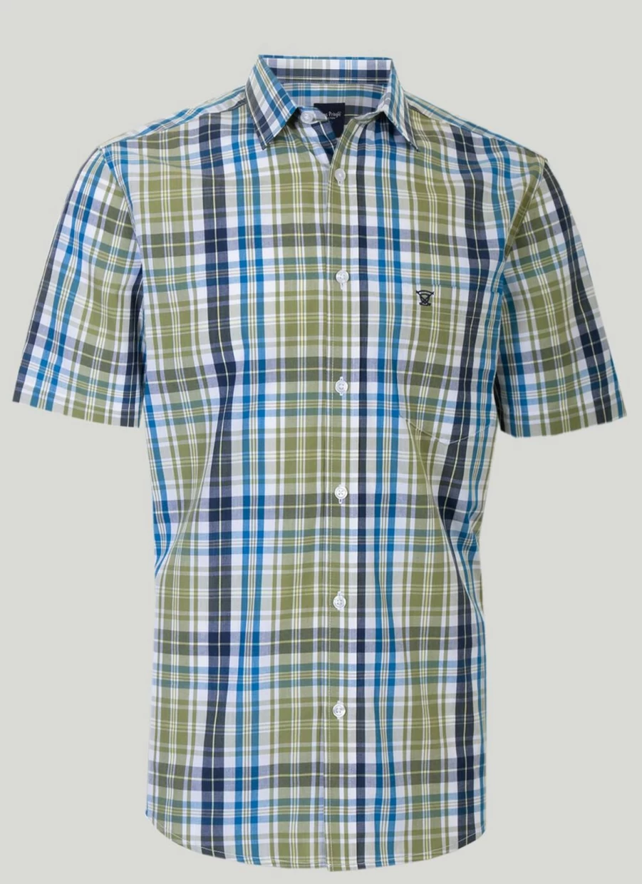 James Pringle Men's Classic Check Shirt - Premium Tartan Plaid Button-Down Shirt