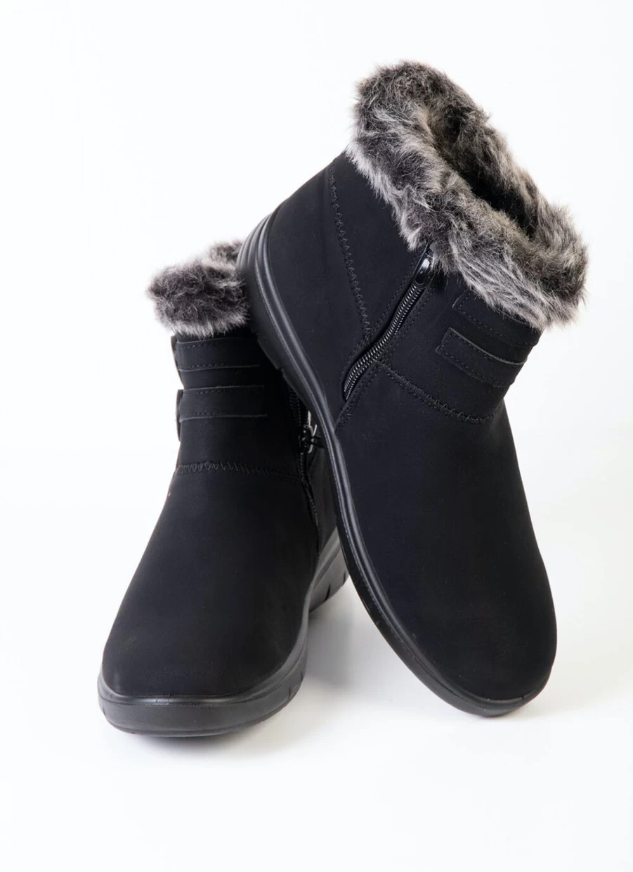Comfy Sense Women's Suede-Look Button Detail Ankle Boots
