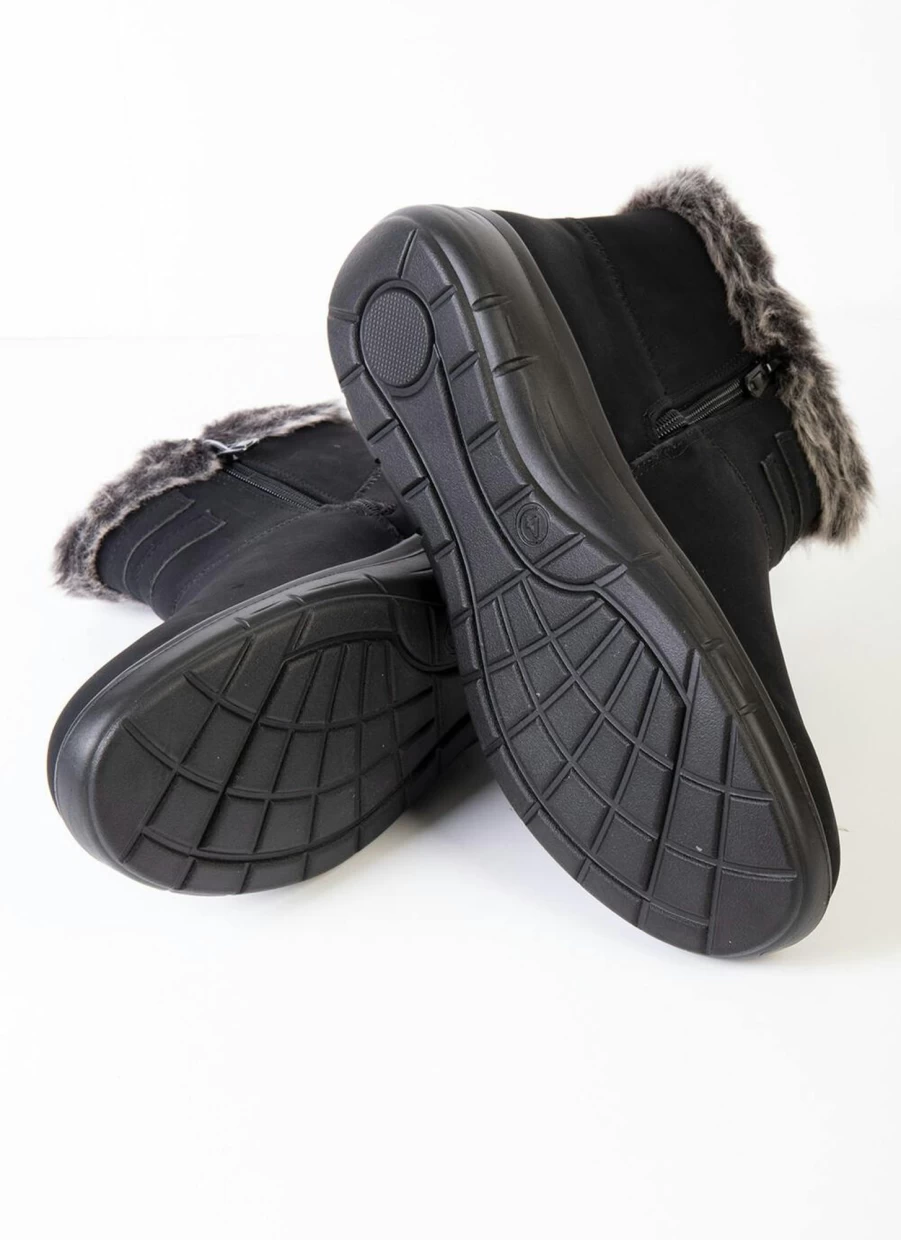 Comfy Sense Women's Suede-Look Button Detail Ankle Boots