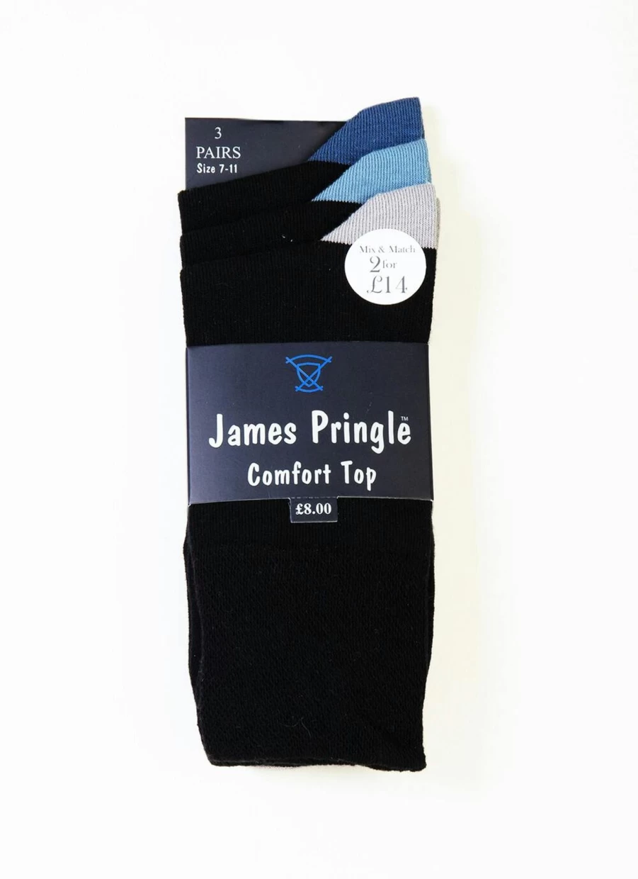 James Pringle Men's Athletic Socks 3 Pack - Breathable Comfort Crew Socks for Casual & Sports