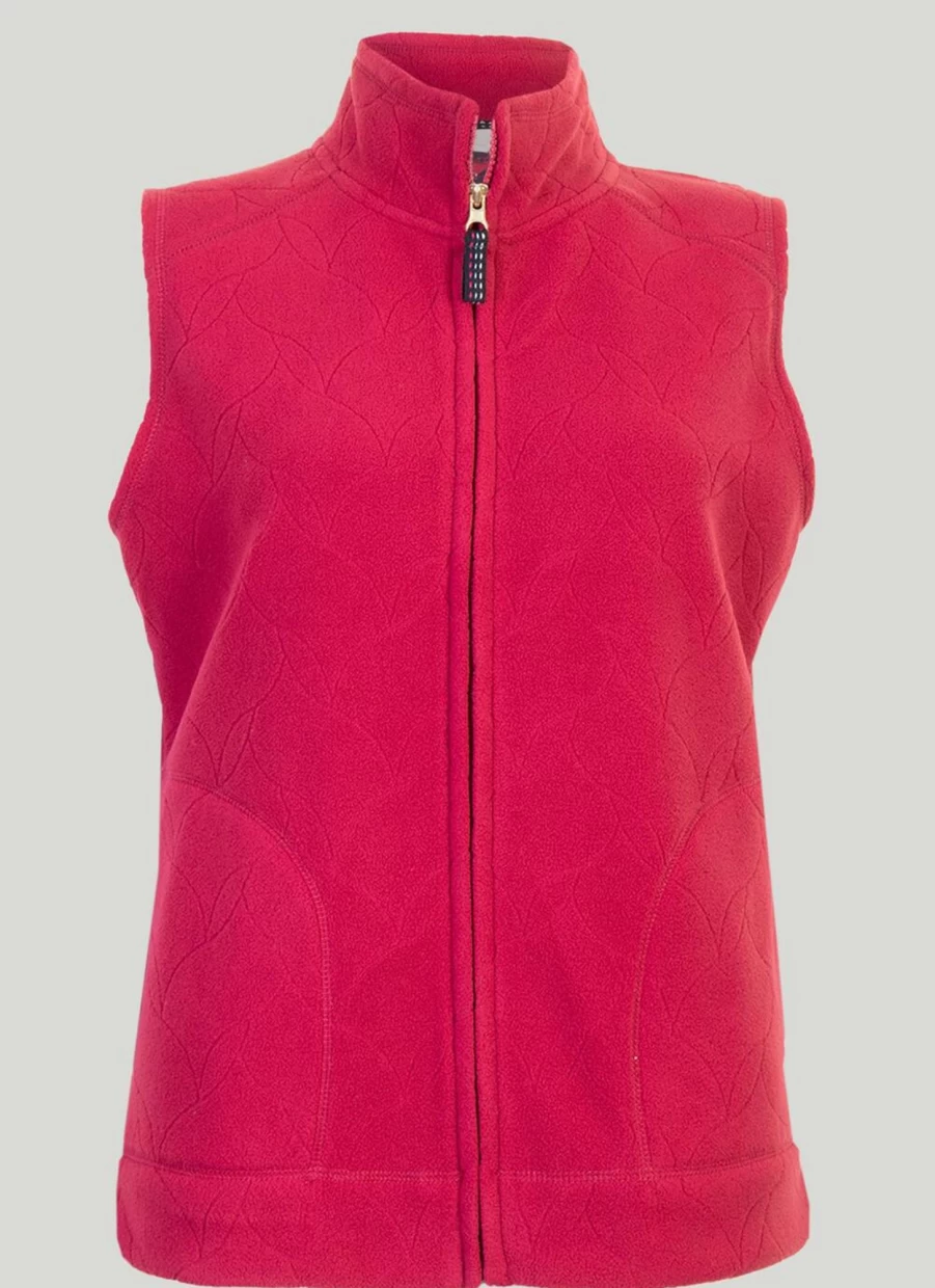 Isle Loungewear Women's Raspberry Textured Fleece Vest - Cozy Embossed Gilet