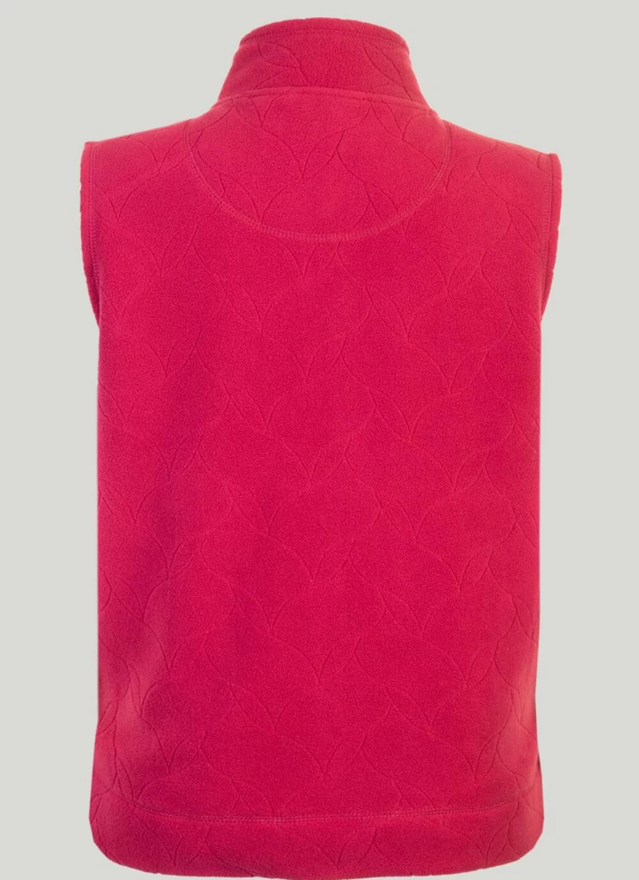 Isle Loungewear Women's Raspberry Textured Fleece Vest - Cozy Embossed Gilet