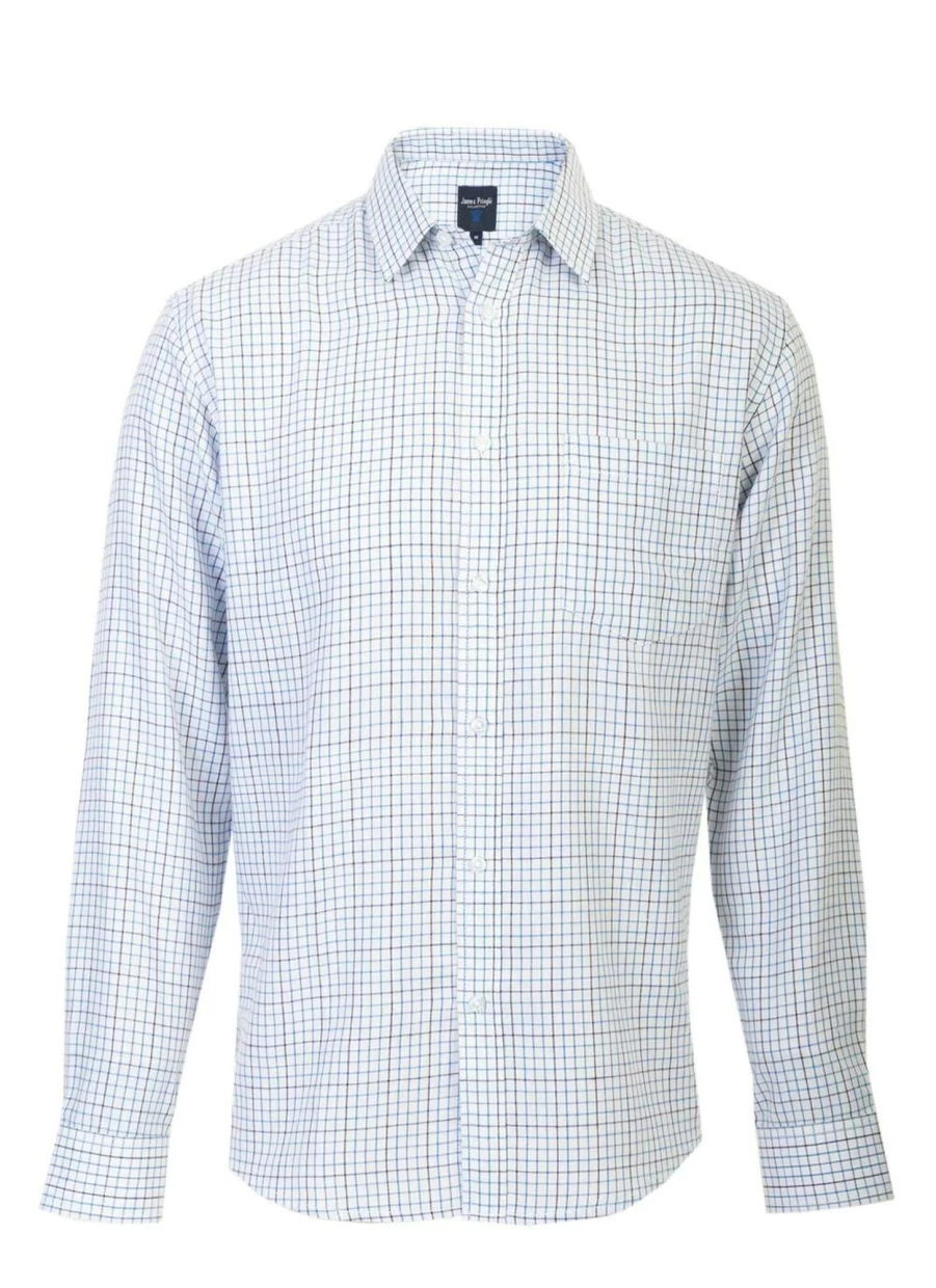 "James Pringle Men's Classic Check Shirt - Premium Cotton Plaid Shirt for Men"