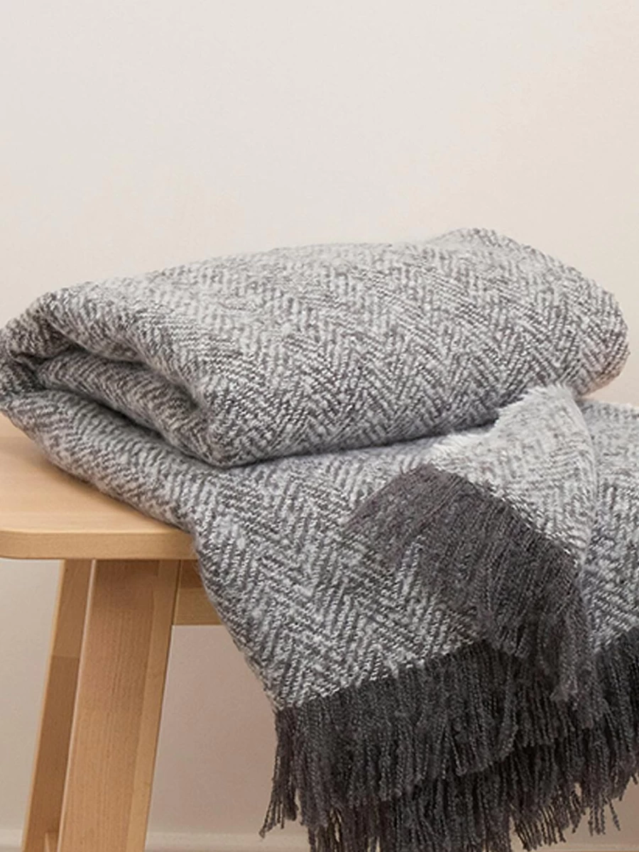 "Life From Coloroll Boucle Herringbone Throw Blanket for Women - Soft Textured Knit Stitch Design"