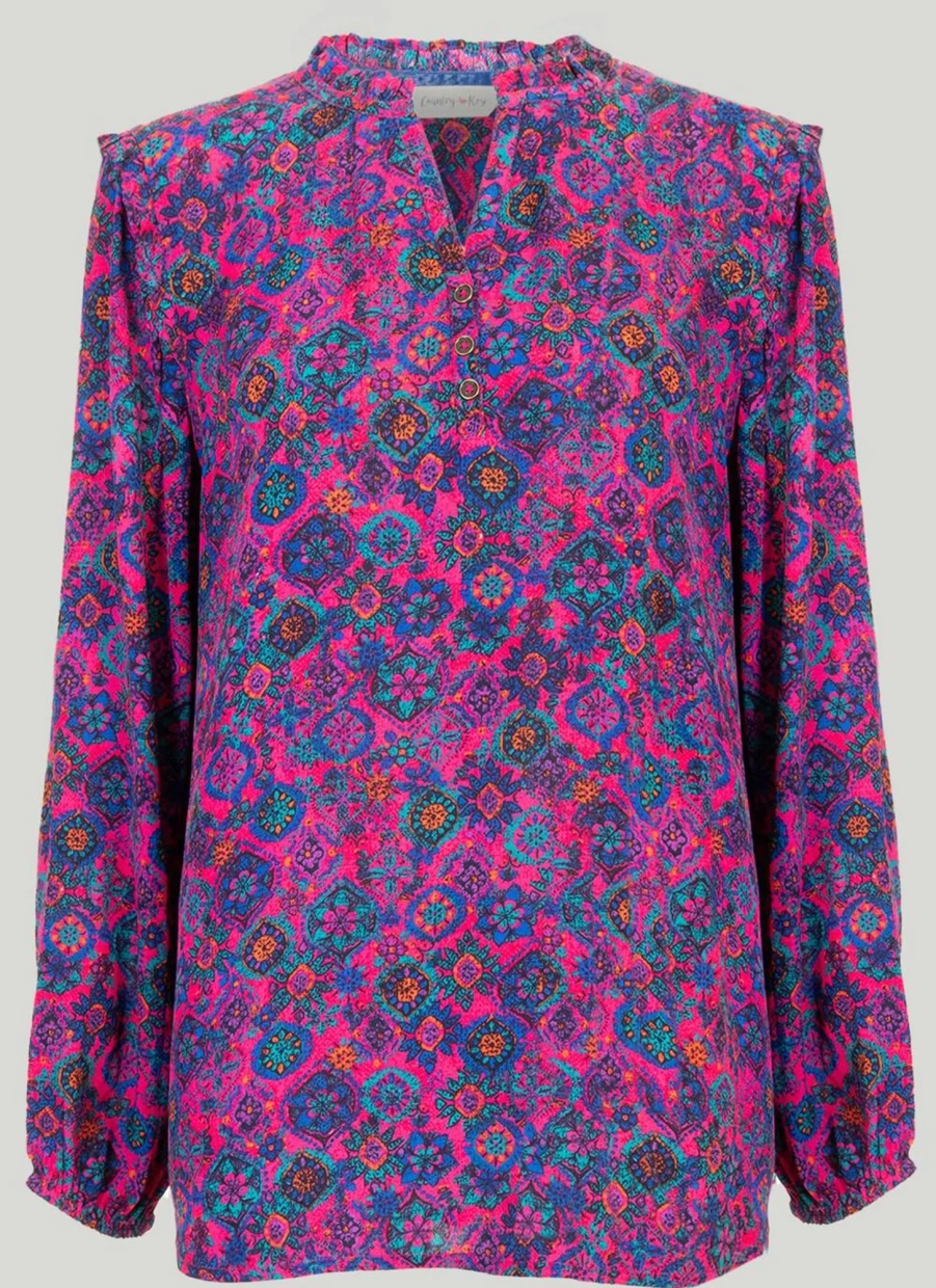 Country Rose Women's Floral Printed Blouse - Elegant Casual Tops