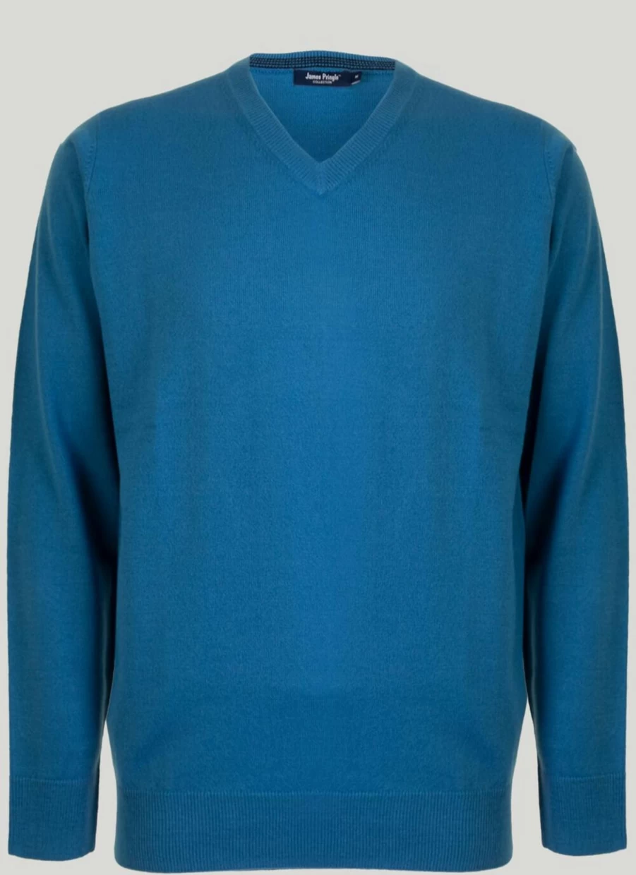James Pringle Men's Fine Knit V-Neck Jumper - Soft Comfortable Lightweight Sweater