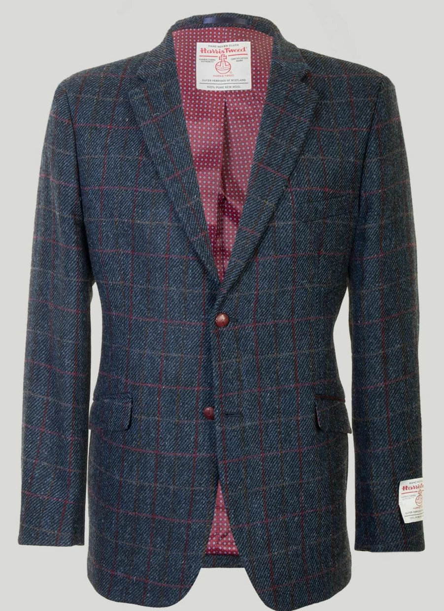 Men's Harris Tweed Blue Skye Jacket - Classic Wool Coat for Winter