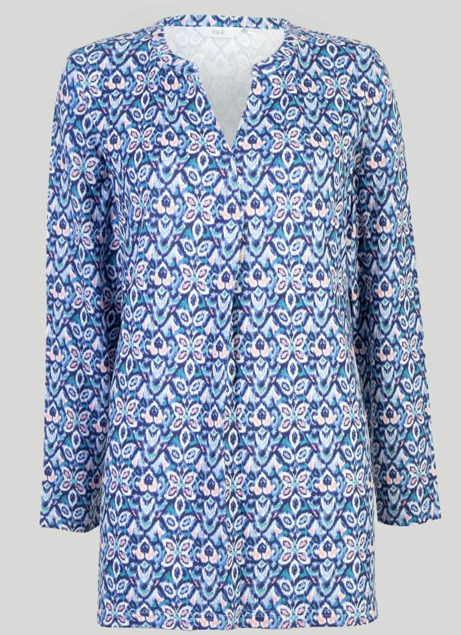 Isle Women's Printed Notch Neck T-Shirt - Stylish Casual Top