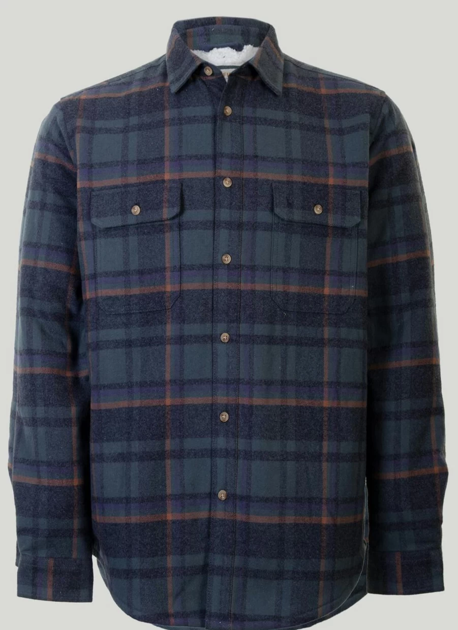 PG FIELD Men's Sherpa-Lined Flannel Check Shirt - Warm Plaid Winter Shirt for Men