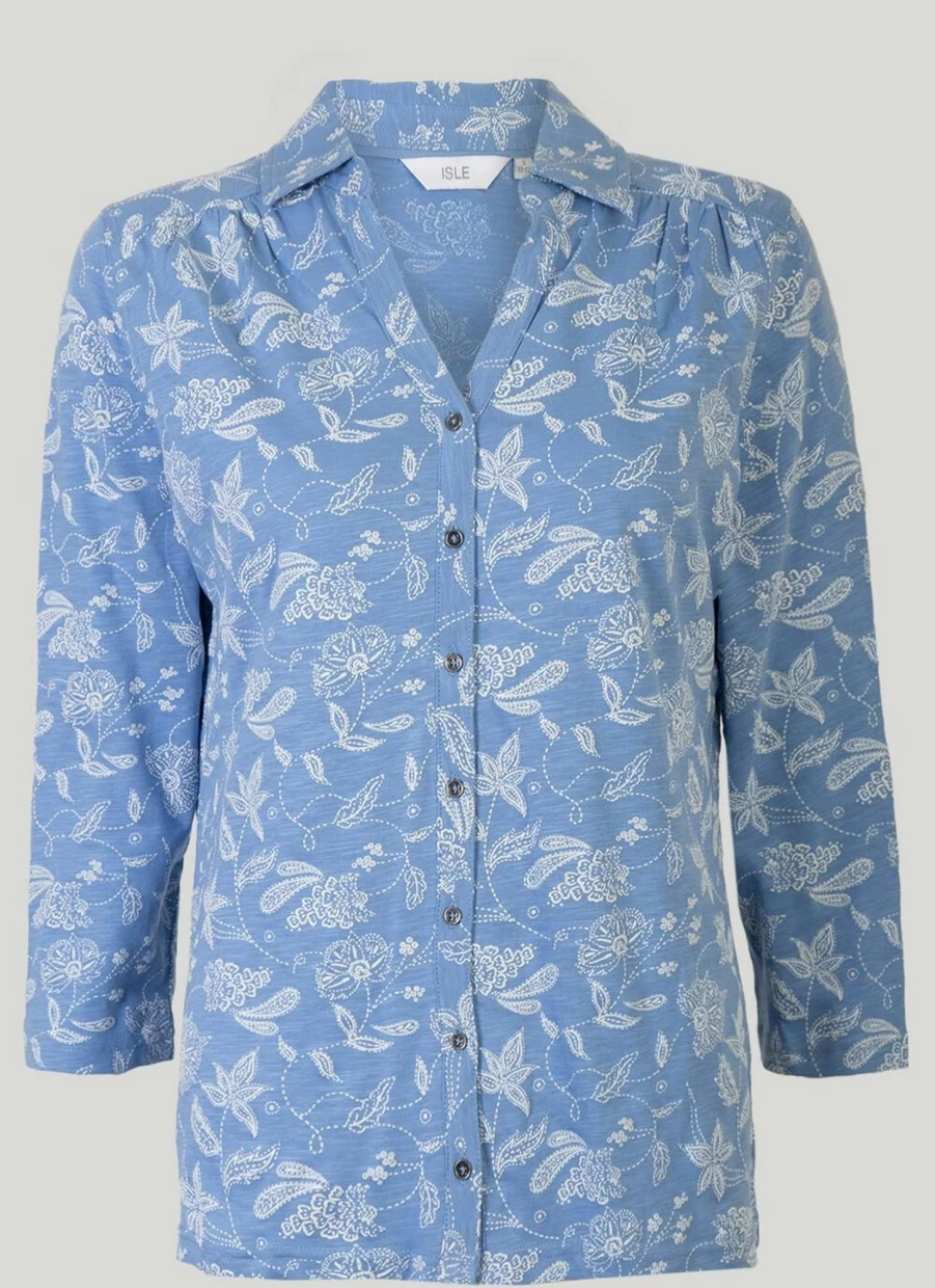 "Isle Women's Print Button Through Top Blouse – Stylish & Comfortable"