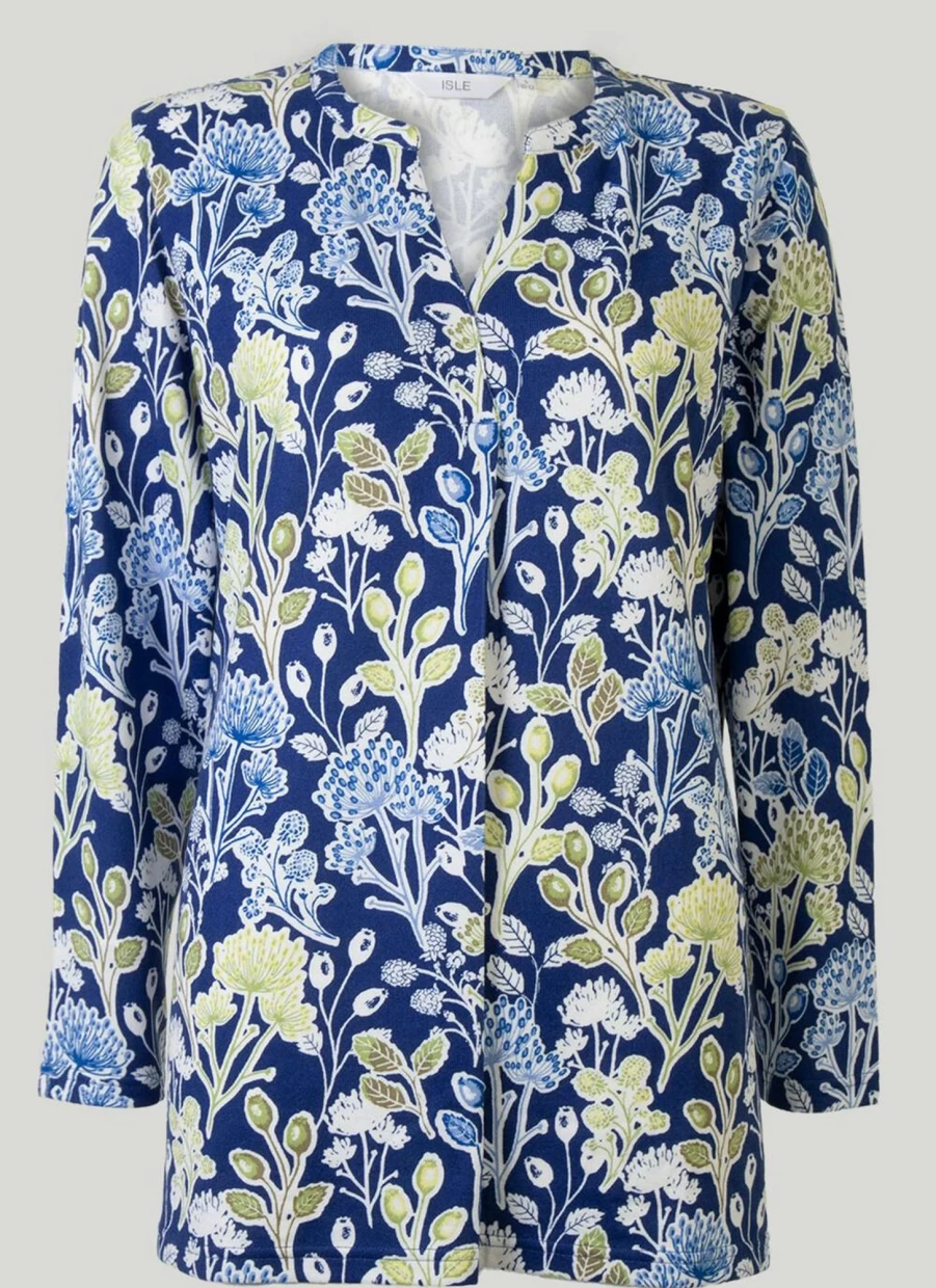 Isle Women's Print Notch Neck Top - Floral Summer Blouse