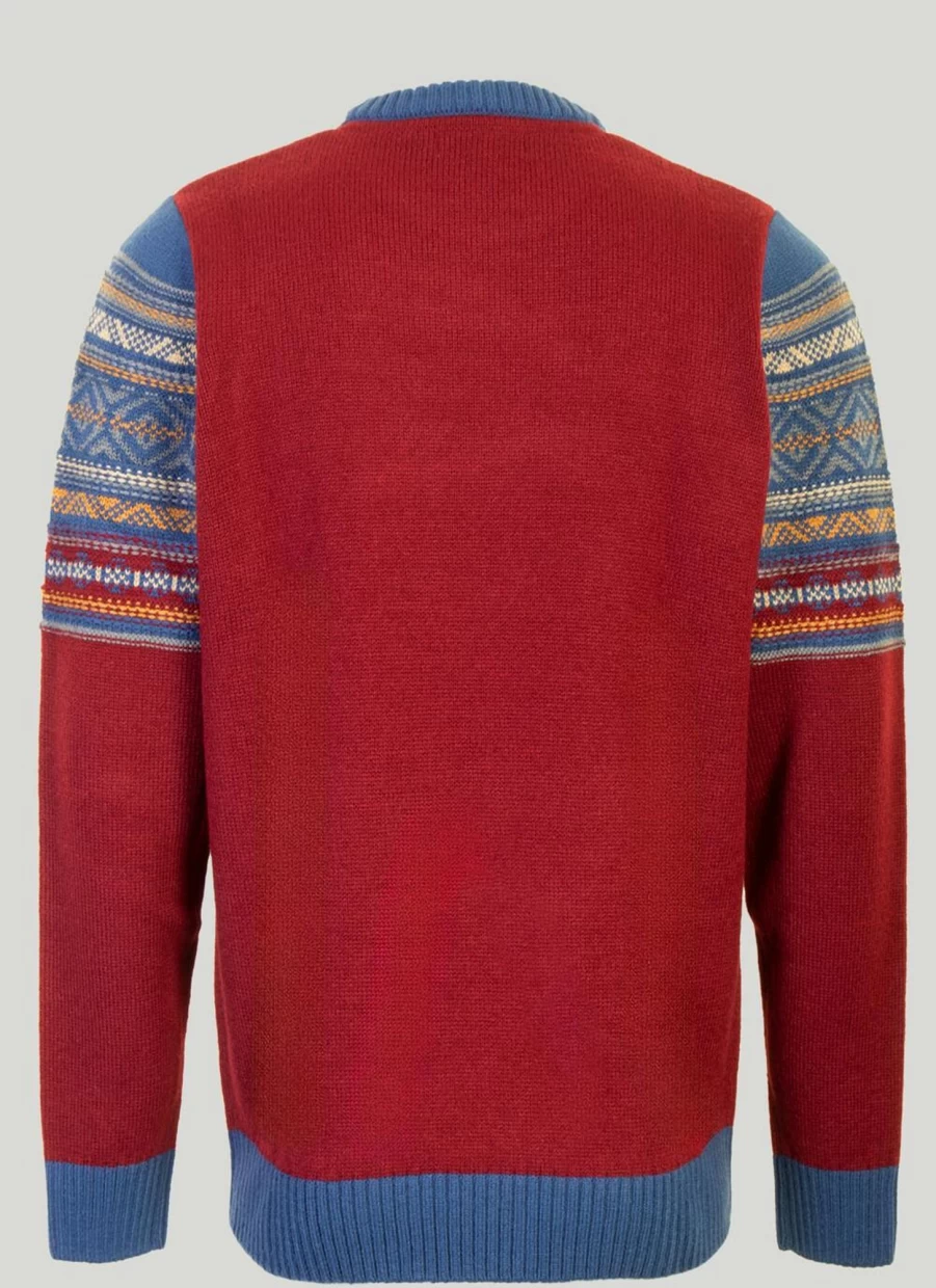 PG Field Men's Fairisle Yoke Knit Jumper - Nordic Pattern Wool Sweater