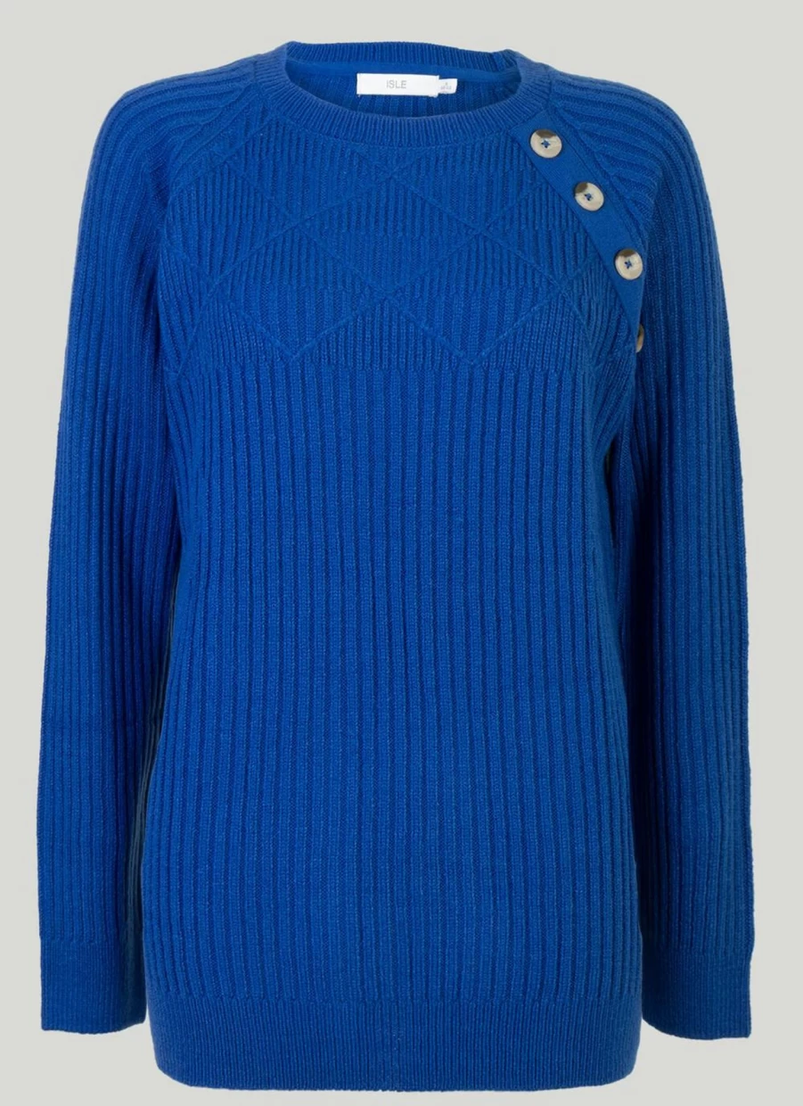 Isle Women's Button Detail Jumper - Stylish Knit Sweater for Women