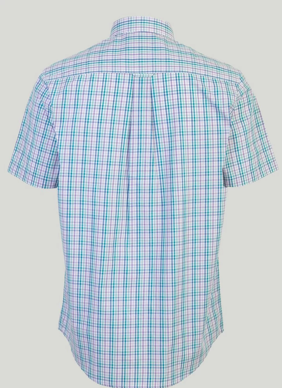 James Pringle Men's Short Sleeve Checkered Shirt - Classic Plaid Casual Button-Up Top