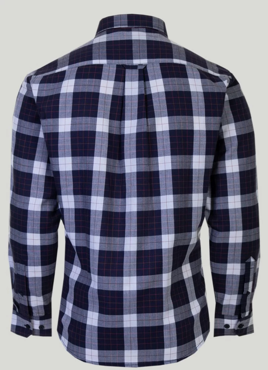 James Pringle Men's Herringbone Check Shirt - Classic Tartan Pattern Casual Button-Up