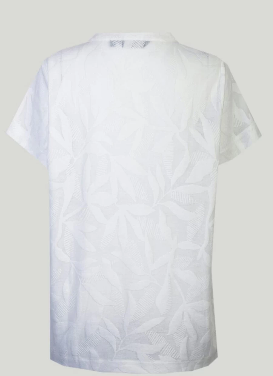 Isle Women's White Leaf Burnout Top - Stylish Casual Blouse for Women