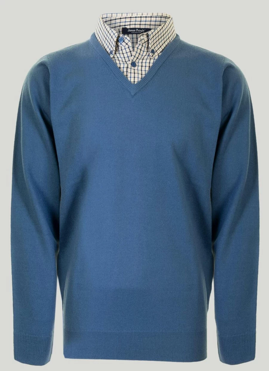 James Pringle Men's Mock Neck Fine Knit Jumper - Slim Fit Casual Pullover