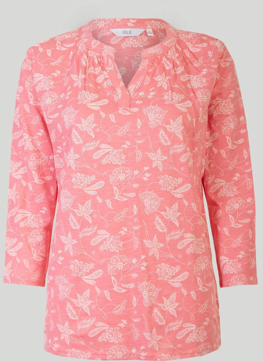 "Isle Women's Notch Neck Top - Stylish Crewneck Blouse for Women"