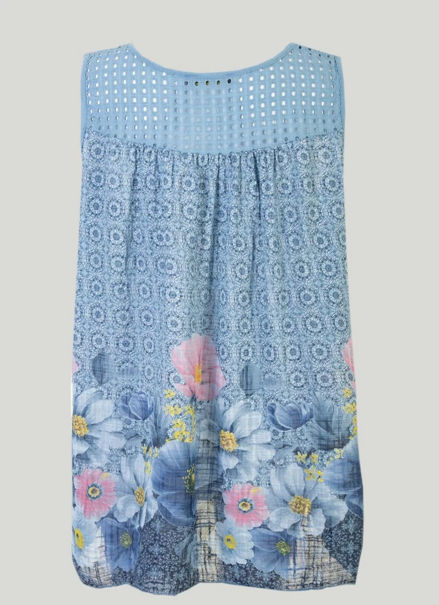 "Women's Floral Print Chambray Top by Sugar Crisp – Stylish & Comfortable Blouse"
