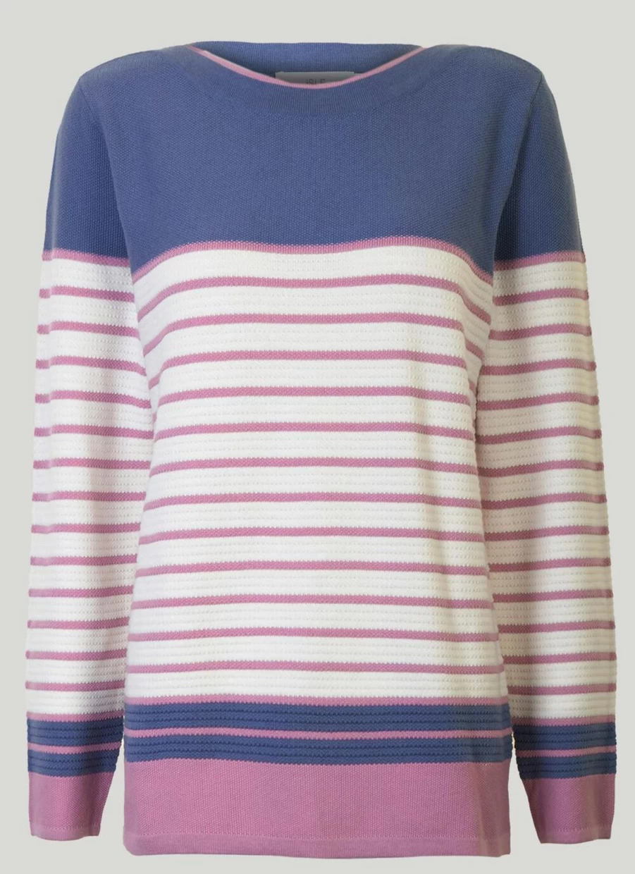 "Isle Women's Boatneck Striped Jumper - Classic Navy & White Knit Sweater"