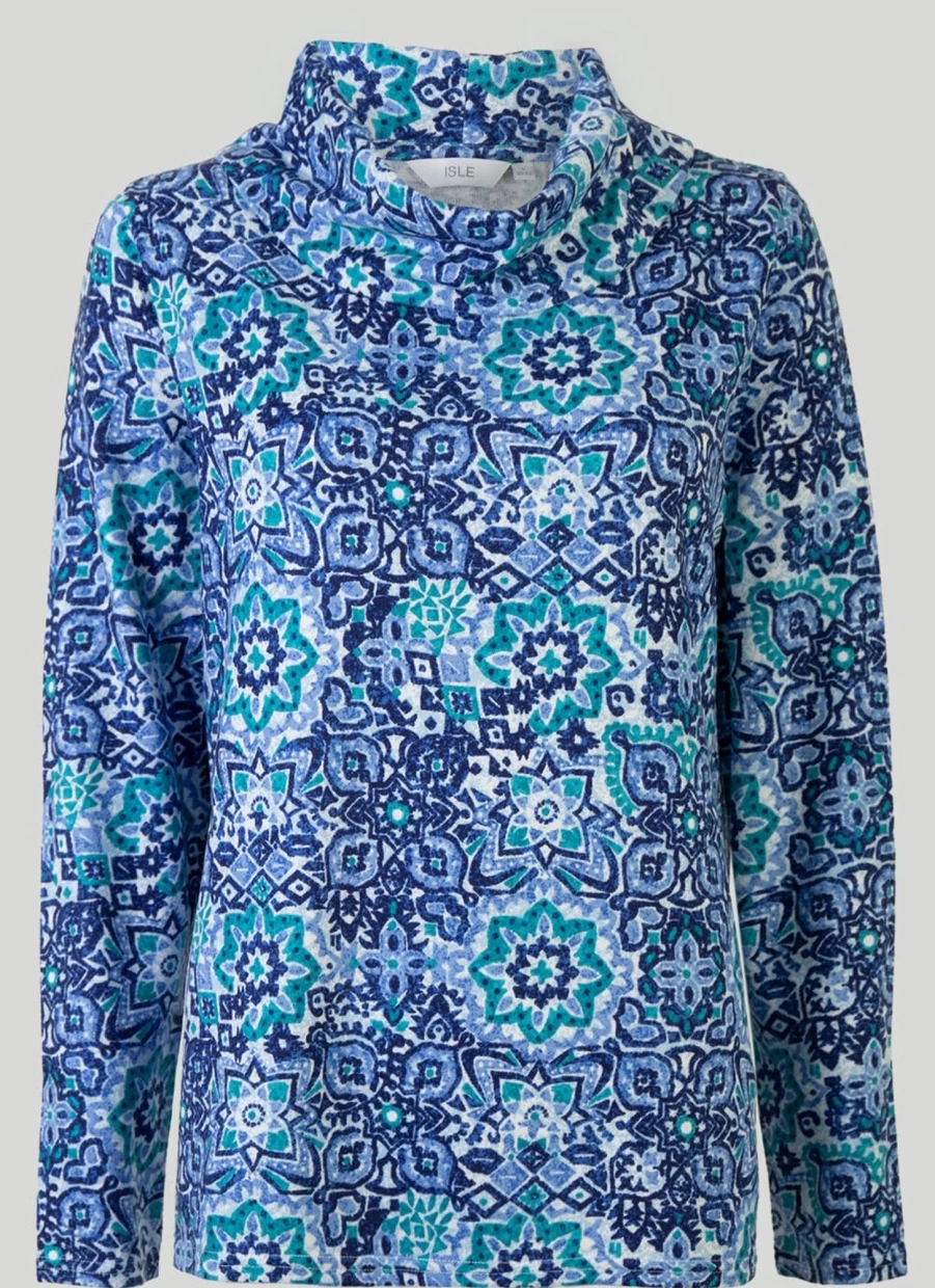Isle Women's Stylish Print Cowl Neck T-Shirt - Trendy Casual Top for Women