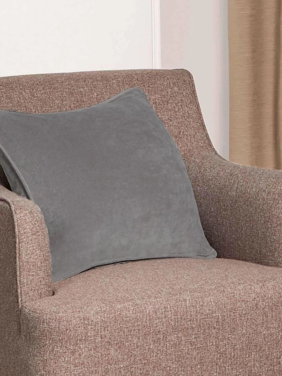 "Life from Coloroll Women's Velour Cushion in Charcoal – Soft & Stylish Home Decor"