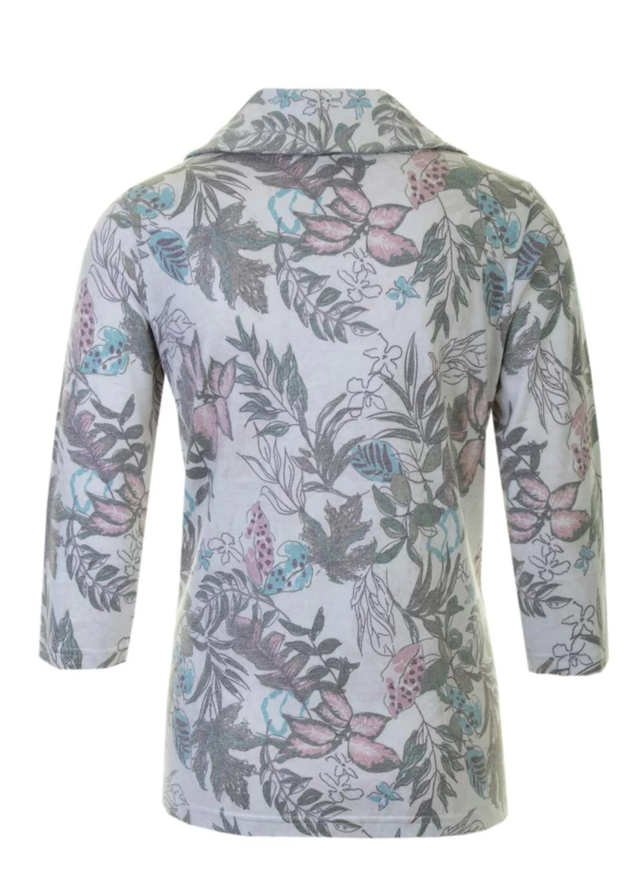 Isle Women's Ivory Leaf Print Cowl Neck Top