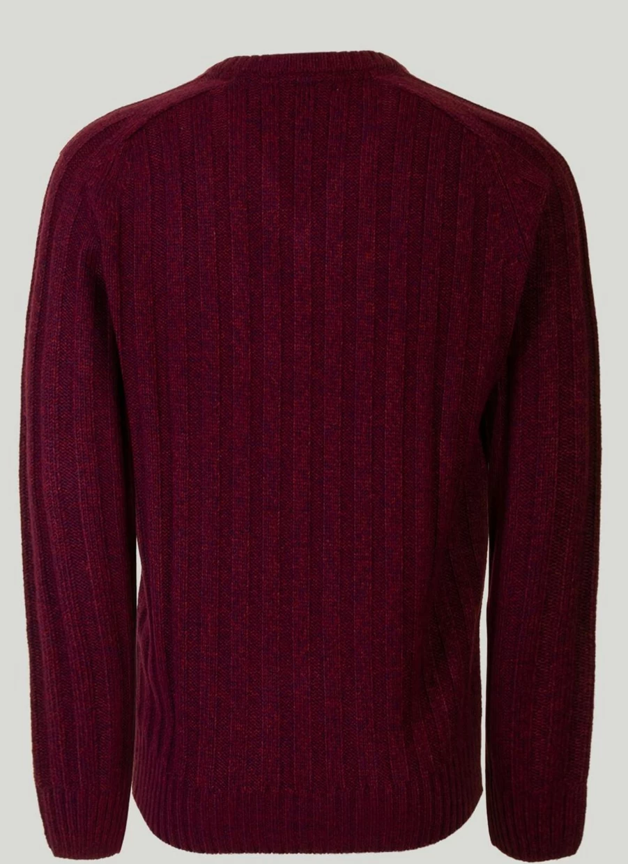 PG Field Men's Slim Fit V-Neck Ribbed Knit Jumper - Soft Stretch Comfort Pullover