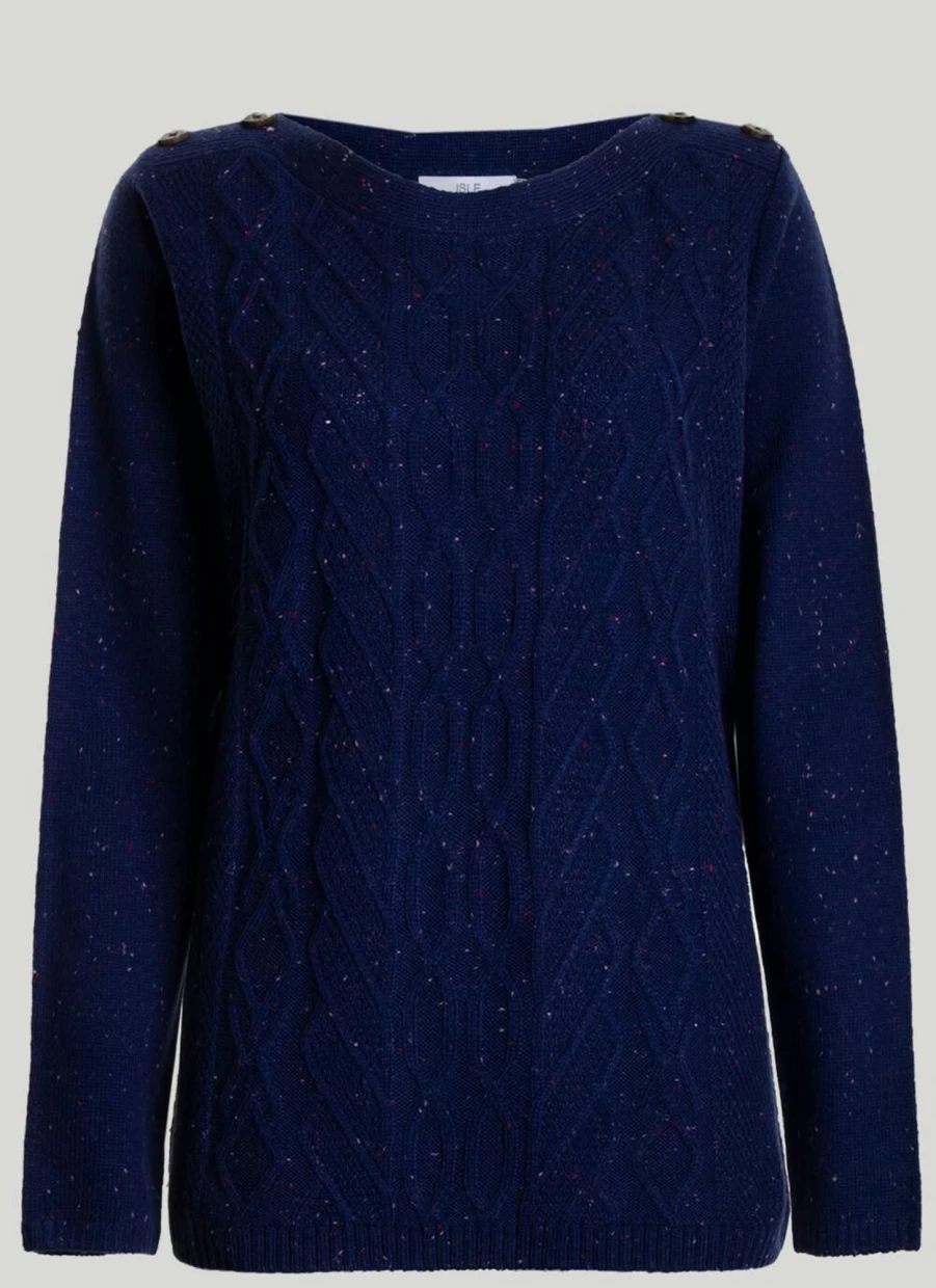 Isle Women's Boat Neck Knit Jumper - Soft Crewneck Sweater for Women