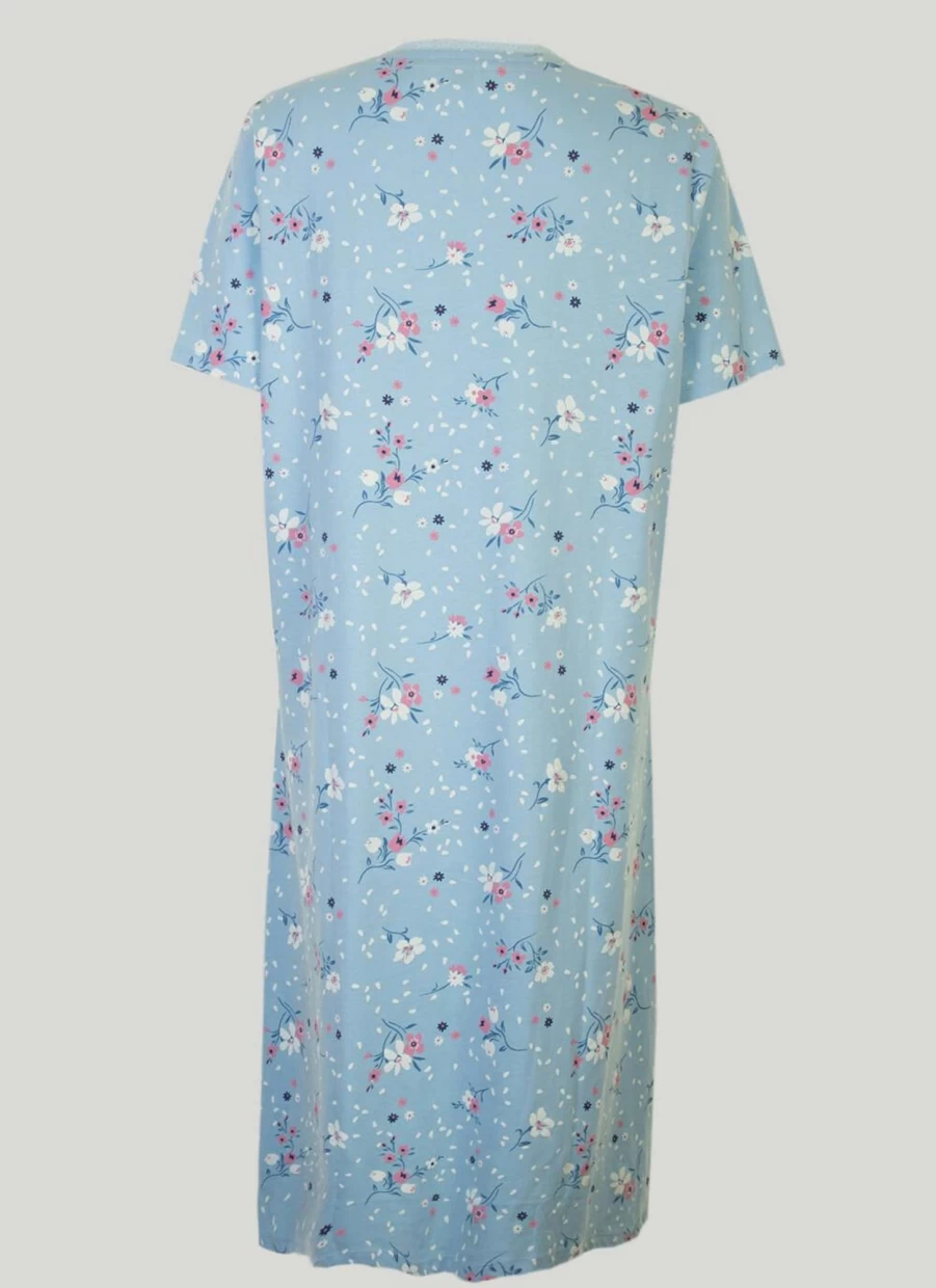 "Isle Women's Blue Floral Print Nightie - Soft Sleepwear & Loungewear"
