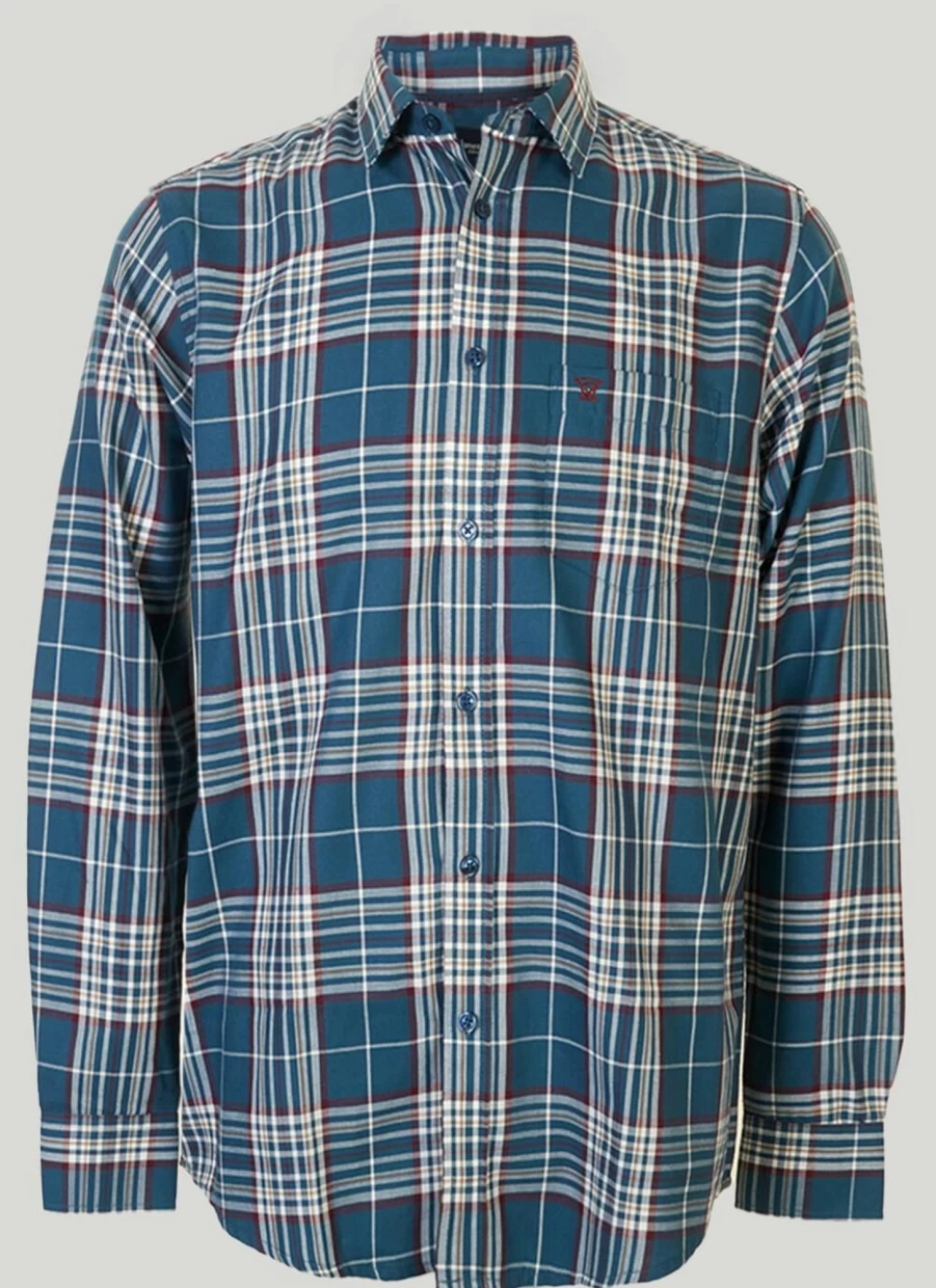 James Pringle Men's Classic Long Sleeve Checkered Shirt - Premium Tartan Plaid Button Down